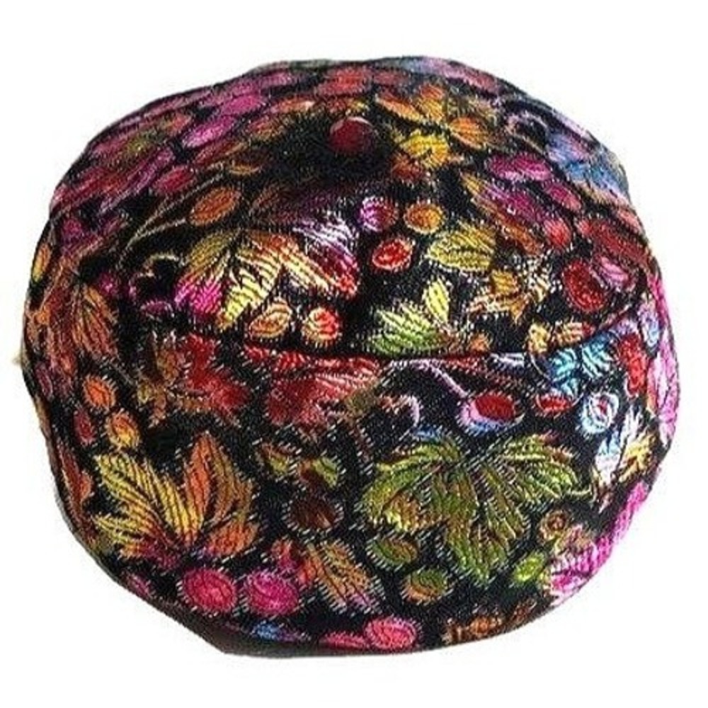 Whimsical Favorette Embroidered Floral‎ Pillbox Hat Womens Black Multicolor